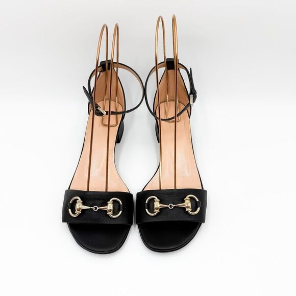 Gucci Horsebit Black Leather Sandals Low Heel Size 37.5, 7.5 - Picture 2 of 15